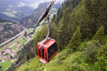 Rodi Fiesso, Switzerland - 25 July 2016: The cableway to Lake Tremorgio on Canton Ticino in the...