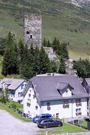 Hospental, Switzerland - 7 August 2016: the village of Hospental on the Swiss alpsのeditorial素材