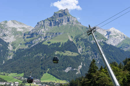 Engelberg, Switzerland - The cableway over Engelberg on the Swiss alps