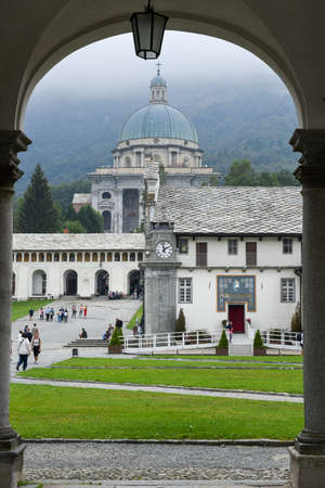 Oropa, Italy - 4 september 2016: people visiting on walking the sanctuary of Oropa on Italy, Unesco heritageのeditorial素材