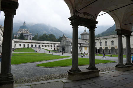 Oropa, Italy - 4 september 2016: people visiting on walking the sanctuary of Oropa on Italy, Unesco heritageのeditorial素材