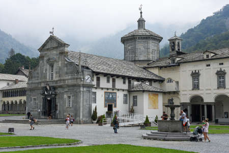Oropa, Italy - 4 september 2016: people visiting on walking the sanctuary of Oropa on Italy, Unesco heritageのeditorial素材