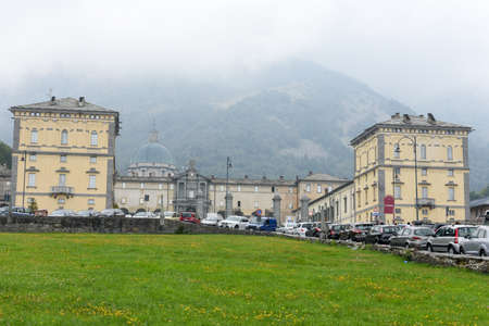 Oropa, Italy - 4 september 2016: people visiting on walking the sanctuary of Oropa on Italy, Unesco heritageのeditorial素材