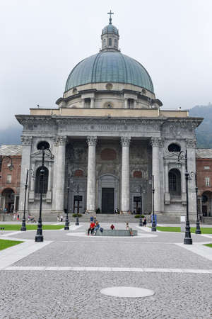 Oropa, Italy - 4 september 2016: people visiting on walking the sanctuary of Oropa on Italy, Unesco heritageのeditorial素材