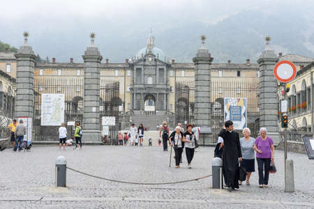 Oropa, Italy - 4 september 2016: people visiting on walking the sanctuary of Oropa on Italy, Unesco heritageのeditorial素材