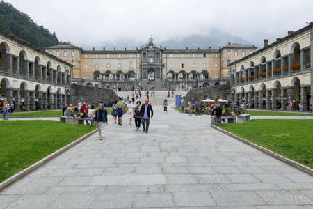 Oropa, Italy - 4 september 2016: people visiting on walking the sanctuary of Oropa on Italy, Unesco heritageのeditorial素材