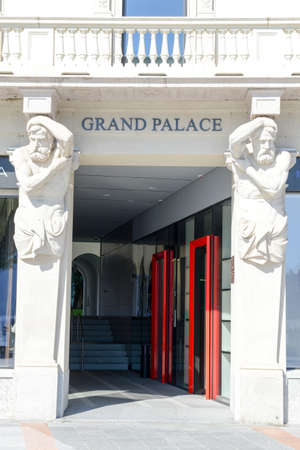 Lugano, Switzerland - 25 august 2016:  entrance door of Grand Palace building at Lugano on Switzerlandのeditorial素材