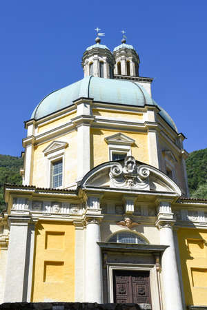The historic church of Santa Croce at Riva San Vitale on Switzerland built in 16th centuryの写真素材