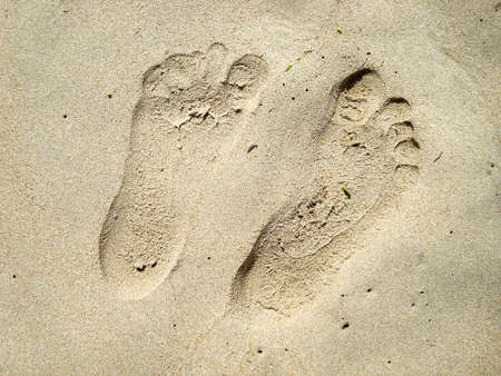 Two human footprints in the sand
