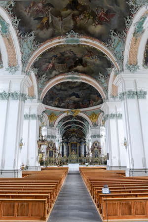 St. Gallen, Switzerland - 23 November 2016: Interiors of the Abbey at St. Gallen on Switzerland, Unesco world heritageのeditorial素材