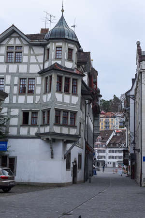 St. Gallen, Switzerland - 23 November 2016: house at the old town of St. Gallen on Switzerlandのeditorial素材