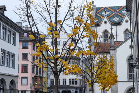 St. Gallen, Switzerland - 23 November 2016: the central square at the old town of St. Gallen on Switzerlandのeditorial素材