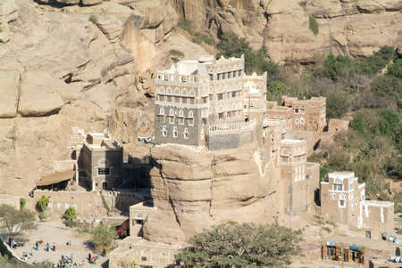 The house tower of Dar al Hajar at Wadi Dhahr on Yemen, Unesco world heritageのeditorial素材