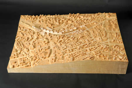 Lugano, Switzerland - 11 June 2013: Site surrounding model for architectural presentation of the area near the railway station of Lugano on Switzerlandのeditorial素材