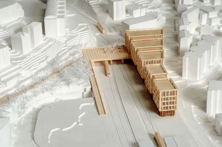 Lugano, Switzerland - 11 June 2013: Site surrounding model for architectural presentation of the area near the railway station of Lugano on Switzerlandのeditorial素材