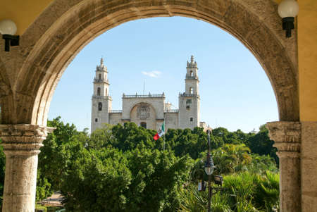 The cathedral of Merida on Yucatan, Mexicoの写真素材