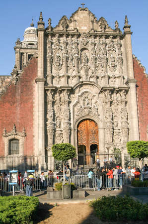 Mexico City, Mexico - 9 January 2009: People walking in front of Metropolitana cathedral on Zocalo square at Mexico Cityのeditorial素材