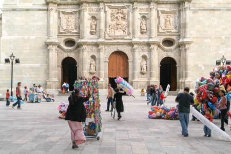 Oaxaca, Mexico - 11 January 2009: People walking in front of Santo Domingo de Guzman church on Oaxaca, Mexicoのeditorial素材
