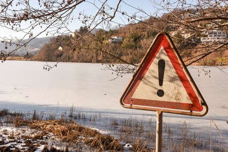Frozen lake of Muzzano near Lugano on the italian part of Switzerland