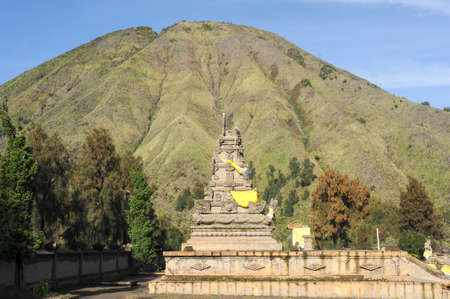 Hindu temple (Pura Luhur Poten) at the foot of Mount Bromo, Java island, Indonesiaの写真素材
