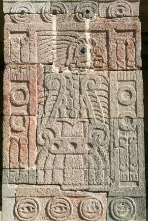 Artwork at patio of the Pillars in Teotihuacan, Mexico
