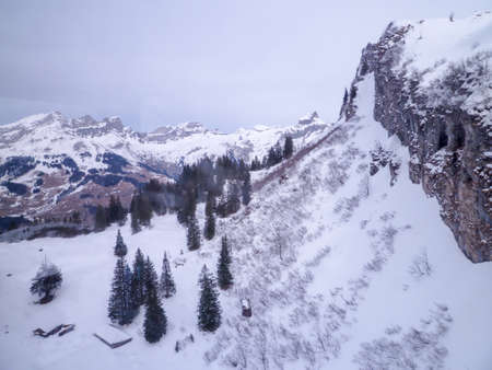 Winter landscape over Engelberg on the swiss alps