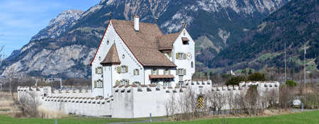 Seedorf, Switzerland - 5 March 2017: baroque castle A Pro at Seedorf in canton Uri on the Swiss alpsのeditorial素材