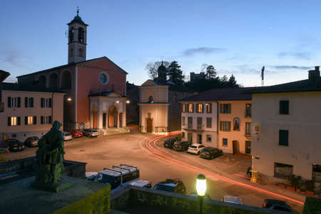 Stebio, Switzerland - 9 March 2017: the old central square of Stabio on the italian part of Switzerlandのeditorial素材