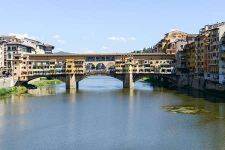 Firenze, Italy - 5 July 2017: Famous bridge of Ponte Vecchio in Florence on Italy.のeditorial素材
