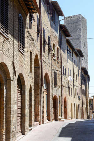 San Gimignano, Italy - 6 July 2017: view at the village of San Gimignano on Italyのeditorial素材