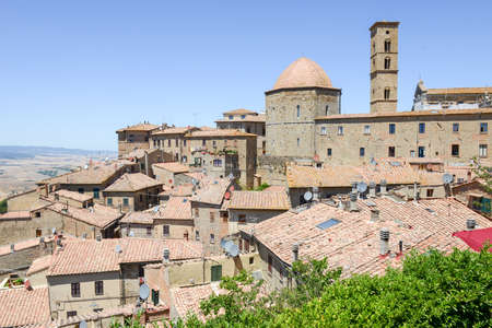 Volterra, Italy - 6 July 2017: the old town of Volterra on Tuscany, Italyのeditorial素材