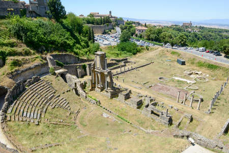 Antique roman Amphitheater of Volterra on Tuscany, Italyの写真素材