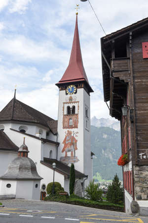 Burglen, Switzerland - 3 August 2017: the village of Burglen on canton Uri in the Swiss alpsのeditorial素材