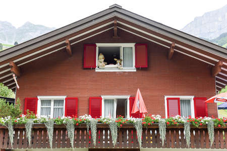 Urnerboden, Switzerland - 3 August 2017: Traditional mountain chalet at Urnerboden on the Swiss alpsのeditorial素材