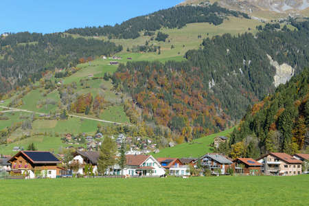 Engelberg, Switzerland - 15 October 2017: Autumn landscape at the village of Engelberg on the Swiss alpsのeditorial素材