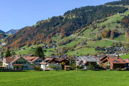 Engelberg, Switzerland - 15 October 2017: Autumn landscape at the village of Engelberg on the Swiss alpsのeditorial素材