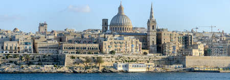 La Valletta, Malta - 2 November 2017: Panoramic view of Valletta, the capital city of Maltaのeditorial素材