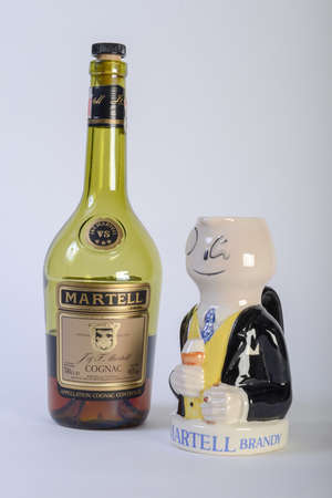 Lugano, Switzerland - 21 December 2017: advertising banner of Martell Brandyのeditorial素材