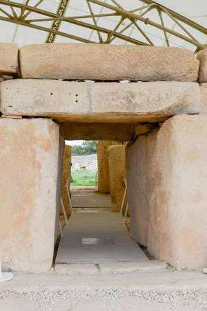 Hagar Qim - megalithic temple complex found on the island of Maltaの写真素材