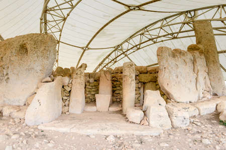 Hagar Qim - megalithic temple complex found on the island of Maltaの写真素材