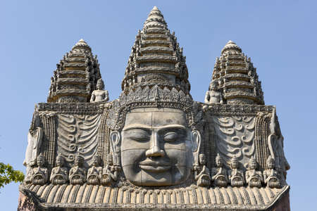 The face carvings at the entrance to Wat Sangker in Battambang on Cambodiaの写真素材