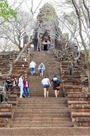Battambang, Cambodia -14 January 2018: Phnom Banan temple at Battambang on Cambodiaのeditorial素材
