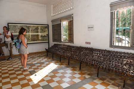 Phnom Penh, Cambodia - 17 January 2018: photographs of the people killed in S21 prison by the khmer rouge at Phnom Penh on Cambodiaのeditorial素材