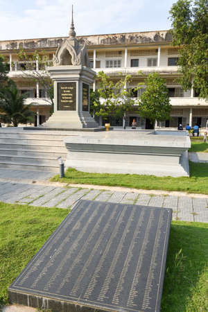 Phnom Penh, Cambodia - 17 January 2018: Prison of S21 the notorious torture prison by the khmer rouge at Phnom Penh on Cambodiaのeditorial素材