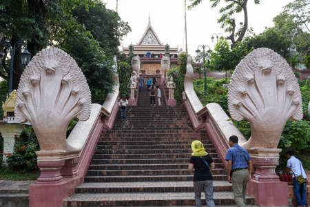 Phnom Penh, Cambodia - 17 January 2018: Buddhist temple of Wat Phnom at Phnom Penh on Cambodiaのeditorial素材