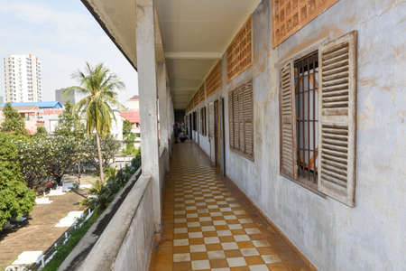 Phnom Penh, Cambodia - 17 January 2018: Prison Cell of S21 the notorious torture prison by the khmer rouge at Phnom Penh on Cambodiaのeditorial素材
