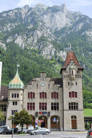 Glarus, Switzerland - 3 August 2017: the town of Glarus on the Swiss alpsのeditorial素材