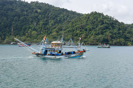Ao Yai in Koh Kood island, Thailand - 28 January 2018:  fisherboat at Ao Yai in Koh Kood island on...