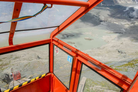 Cable railway of Grossglockner peak and Pasterze glacier on Austriaの写真素材