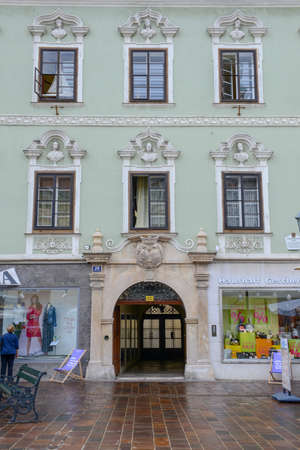 Klagenfurt, Austria - 30 June 2018: old house of Klagenfurt in Carinthia on Austriaのeditorial素材